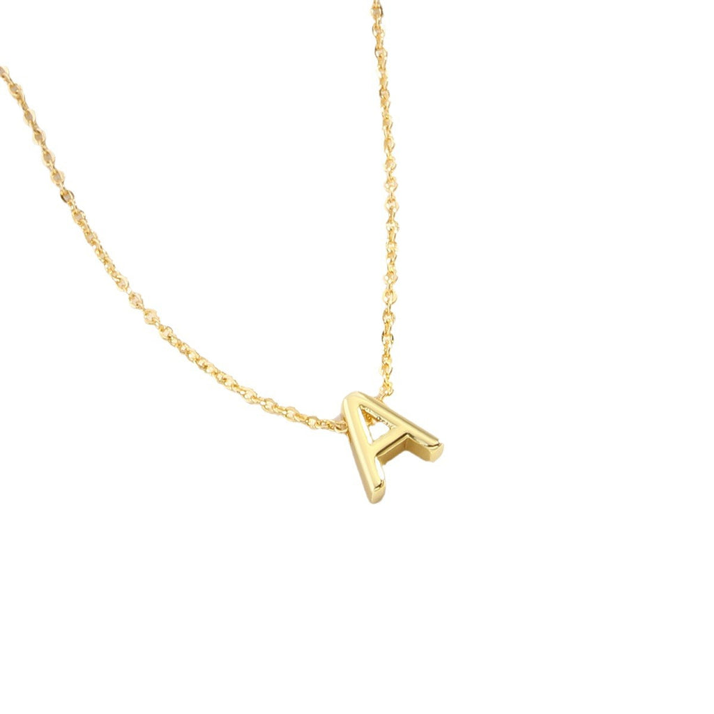 Gold-Plated Copper Necklace With 26 Uppercase English Letters Finely Polished Perforated Pendant On An Exquisite Chain