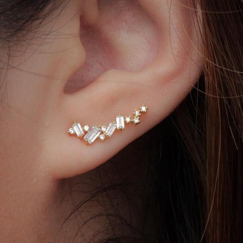 Ultra-shiny Zircon Stud Earrings For Women Korean-style Elegant Look