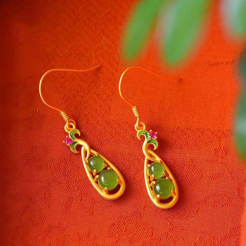 S925 Sterling Silver Gold-Plated Enamel Flower Earrings For Women