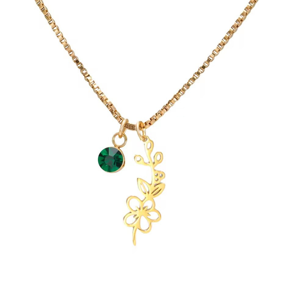 December Birthstone Flower Design Necklace For Women