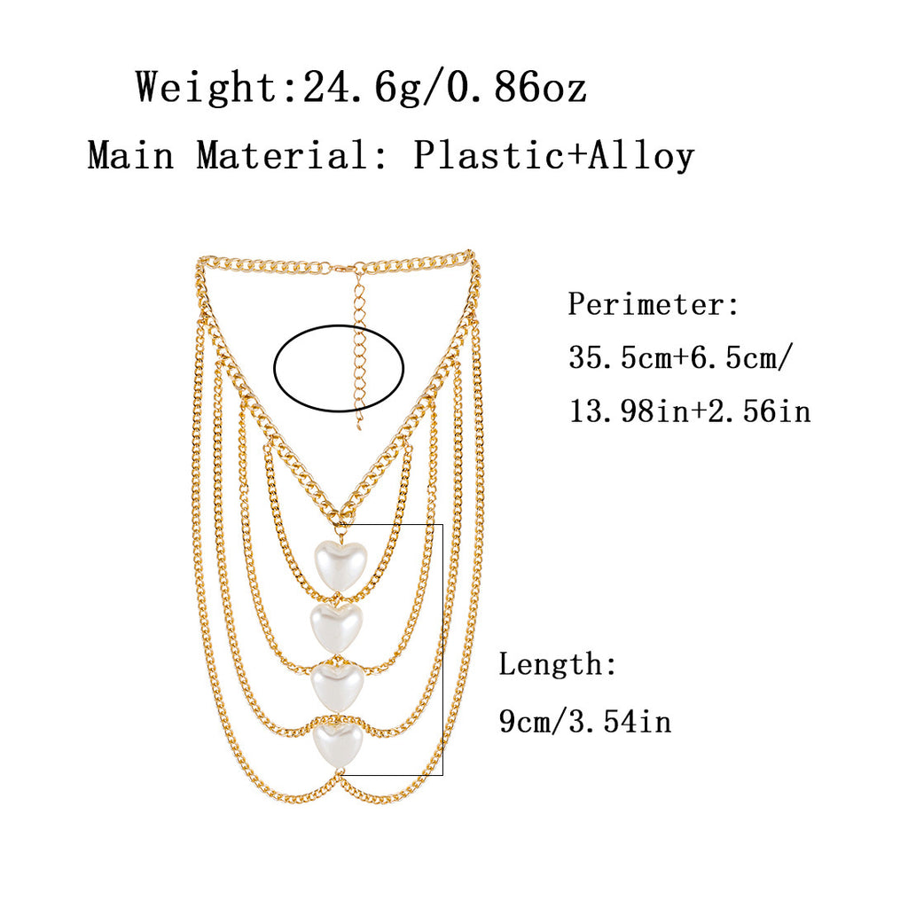 Tassel Peach Heart Pearl Necklace