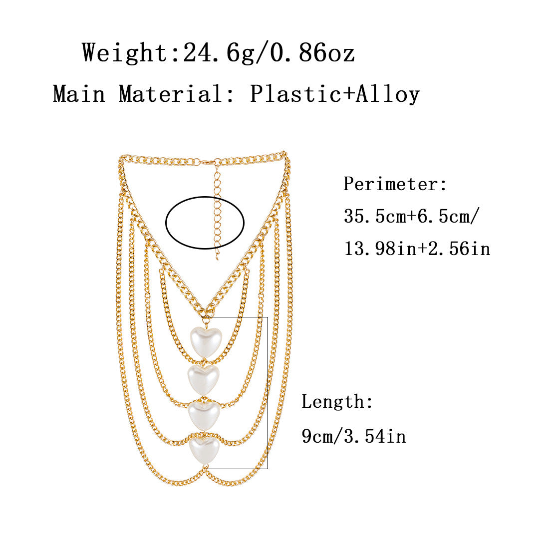 Tassel Peach Heart Pearl Necklace