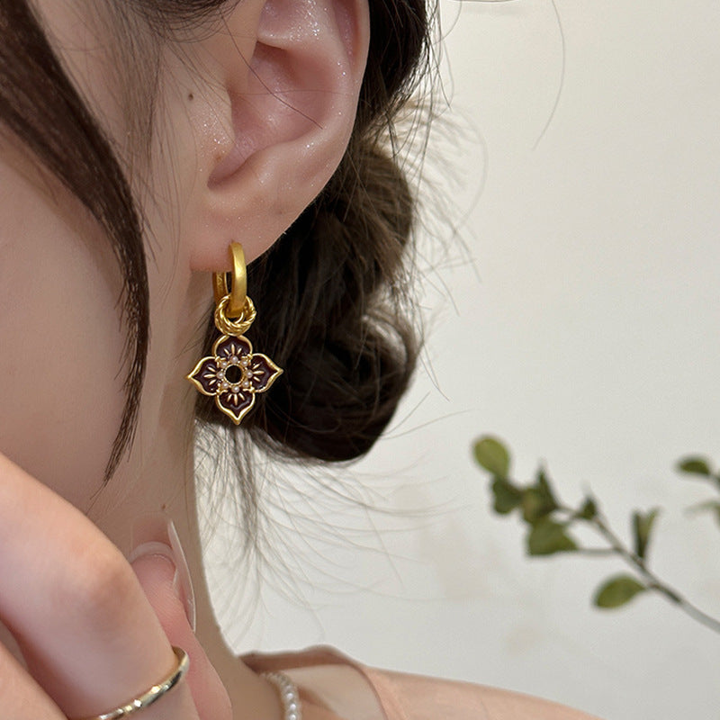 New Chinese-style Vintage Enamel-painted Earrings For Women
