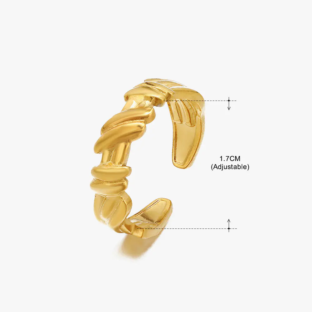 Fashionable 18K Gold-Plated Adjustable Steel Ring