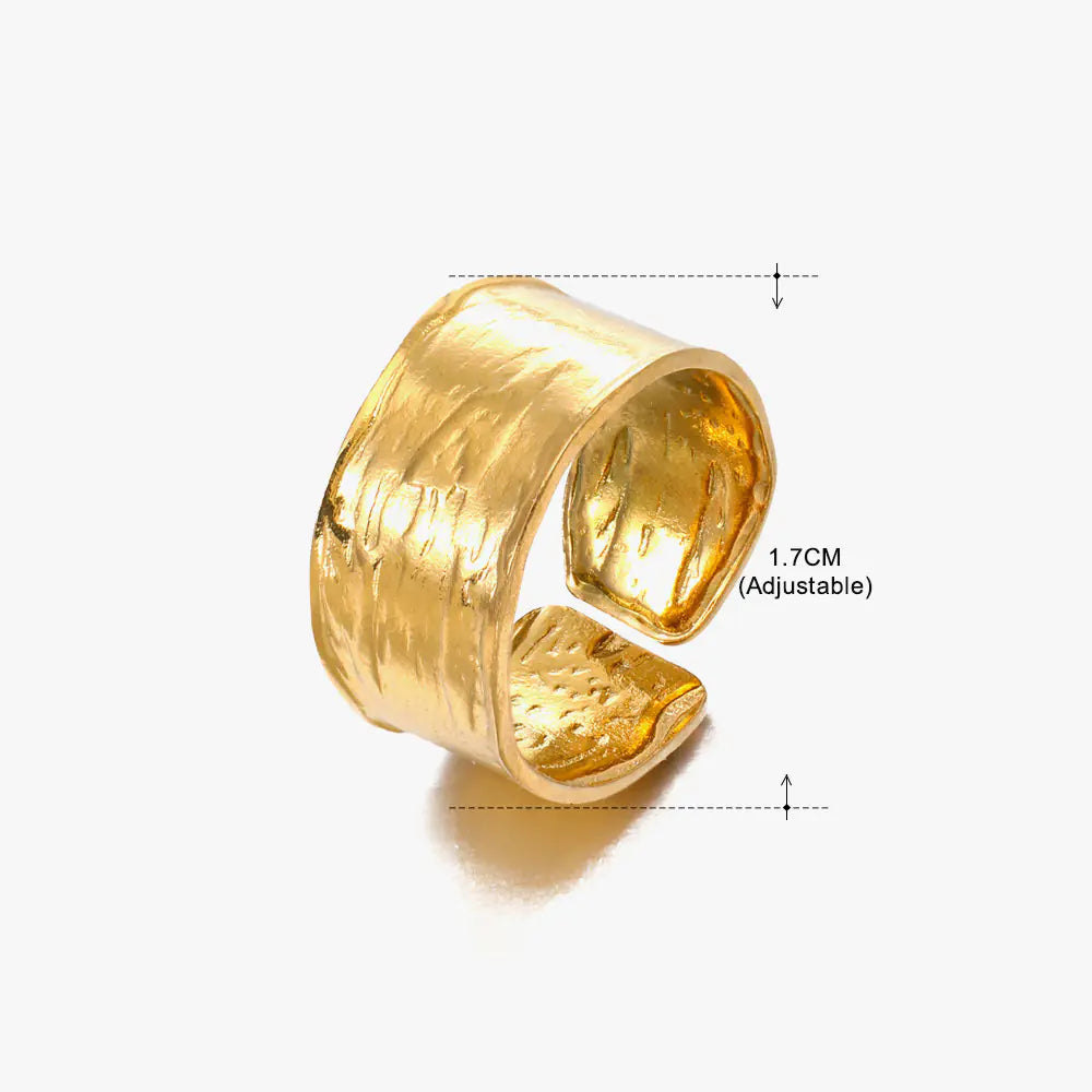 Fashionable 18K Gold-Plated Adjustable Steel Ring