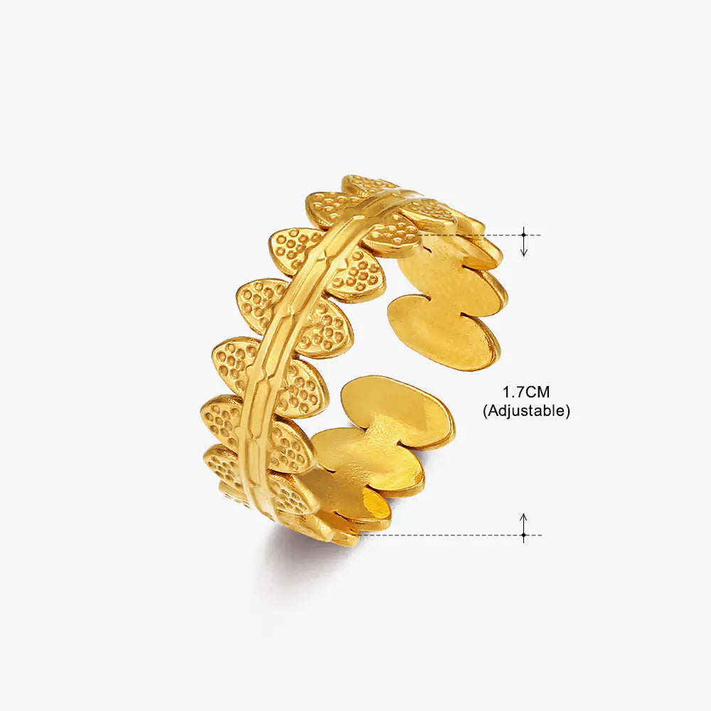 Fashionable 18K Gold-Plated Adjustable Steel Ring
