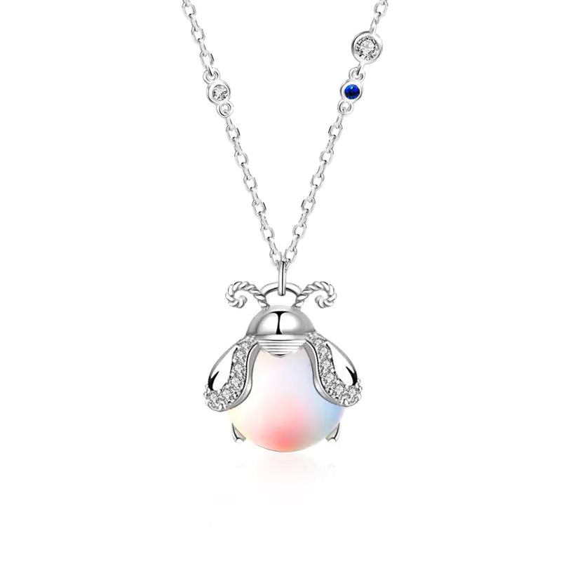Aurora Firefly Necklace with Moonstone Design