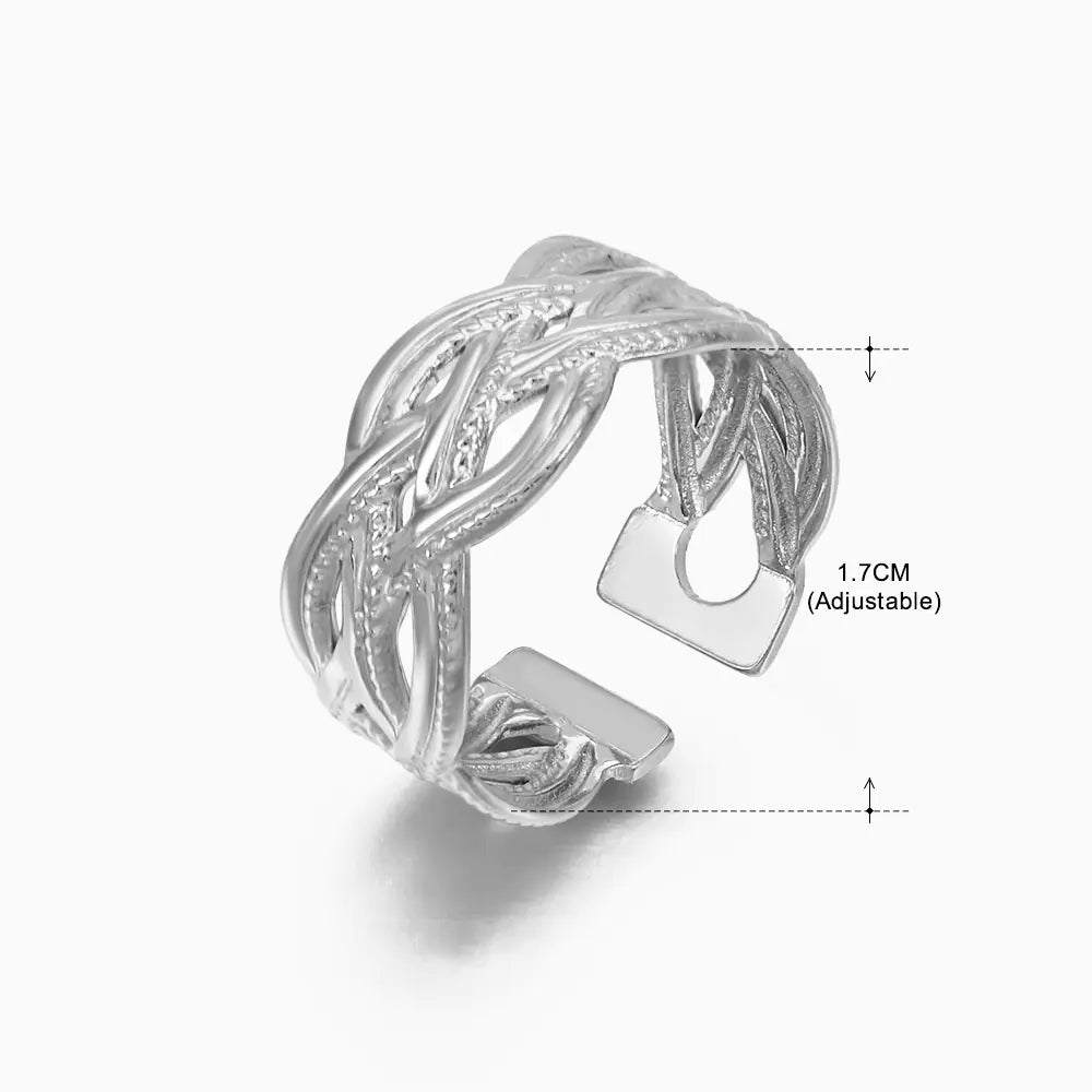 Fashionable 18K Gold-Plated Adjustable Steel Ring