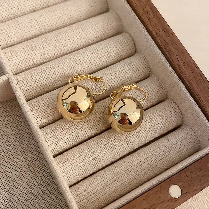 Silver Needle Metal Circle Earrings - Minimalist Style