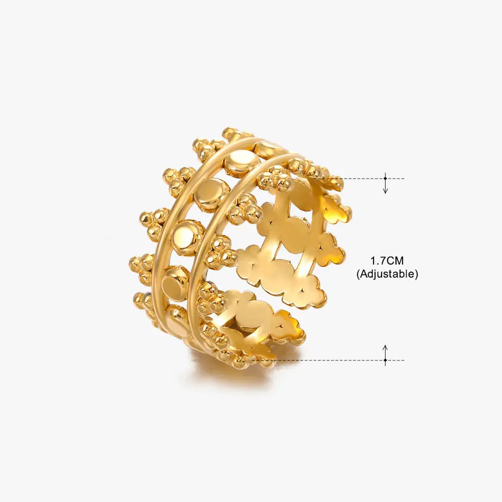 Fashionable 18K Gold-Plated Adjustable Steel Ring