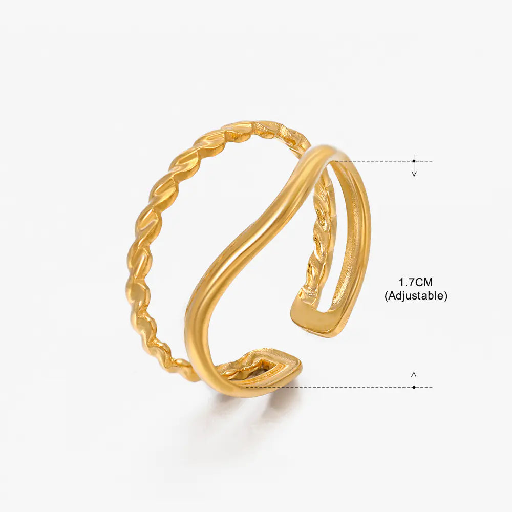 Fashionable 18K Gold-Plated Adjustable Steel Ring