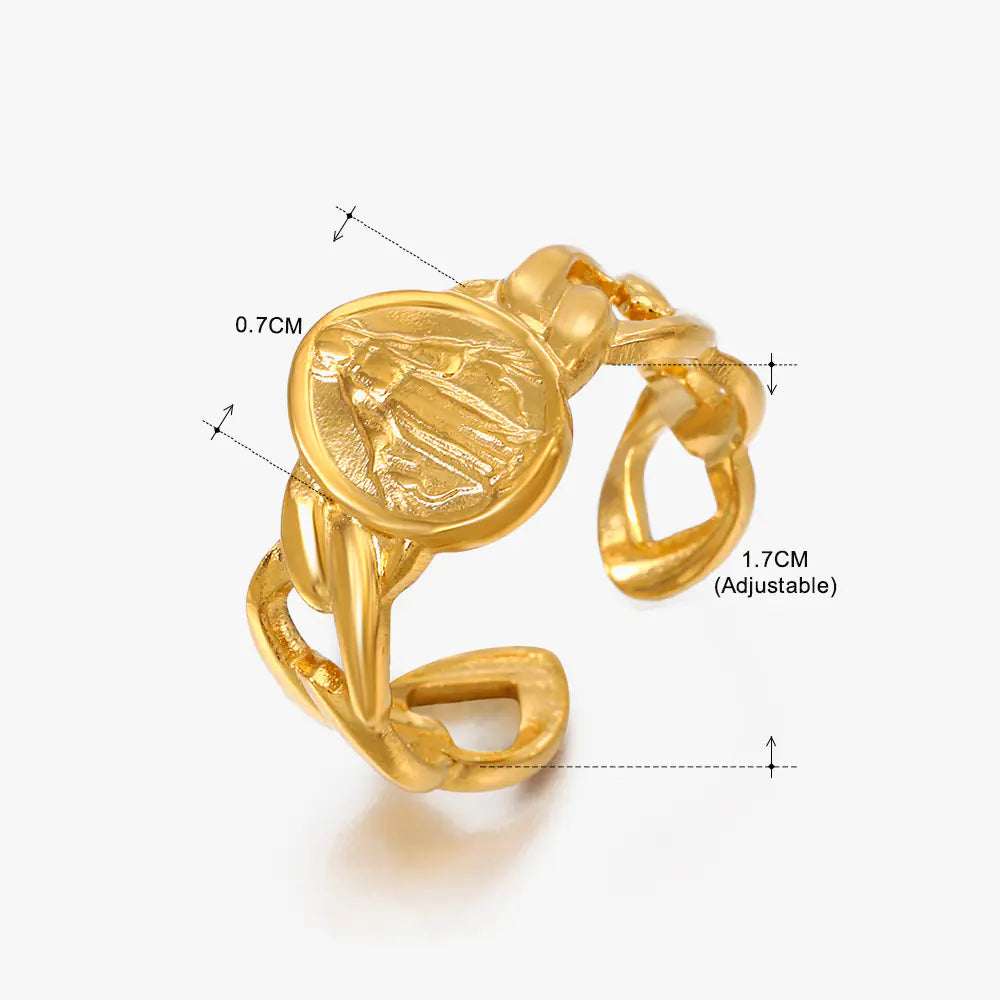 Fashionable 18K Gold-Plated Adjustable Steel Ring