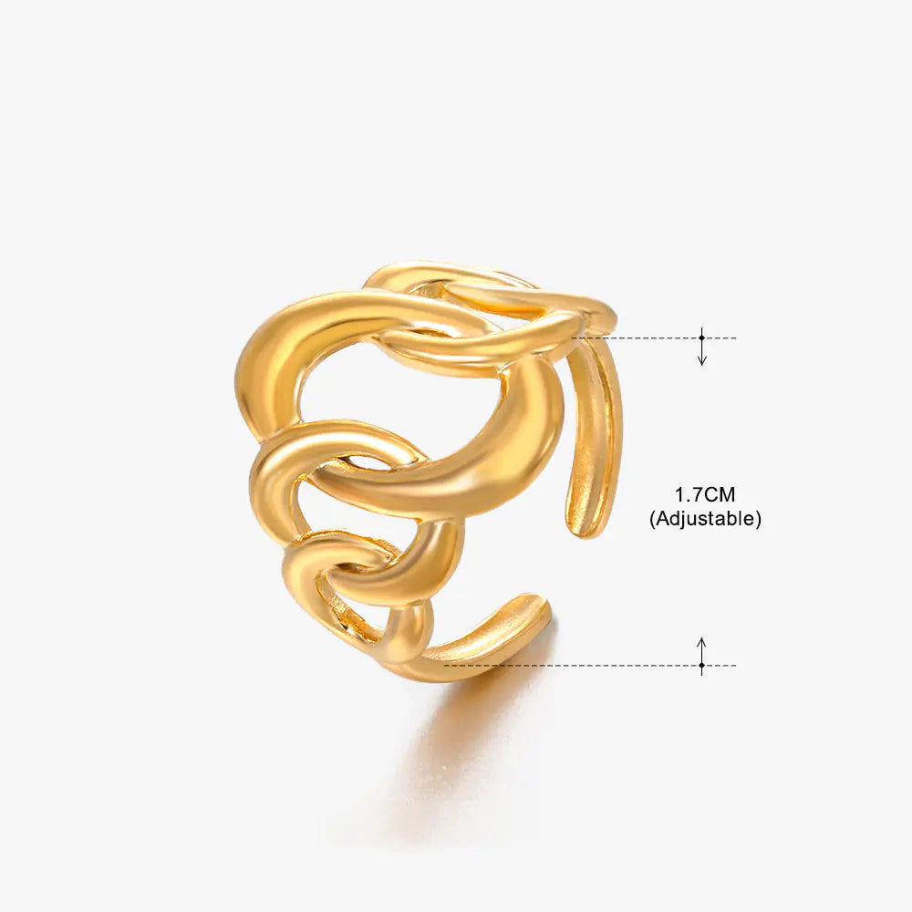 Fashionable 18K Gold-Plated Adjustable Steel Ring