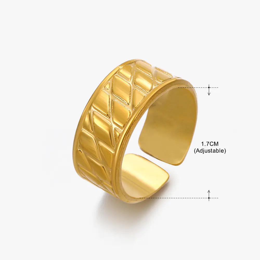Fashionable 18K Gold-Plated Adjustable Steel Ring