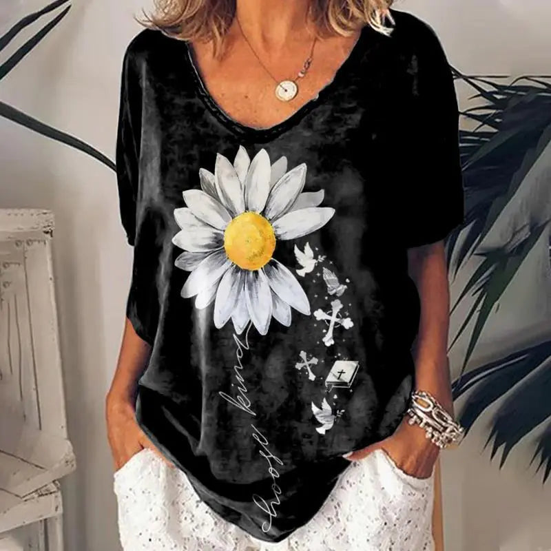 3D Printed Summer V-Neck T-Shirt for Men