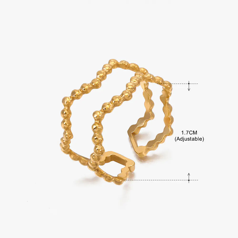 Fashionable 18K Gold-Plated Adjustable Steel Ring