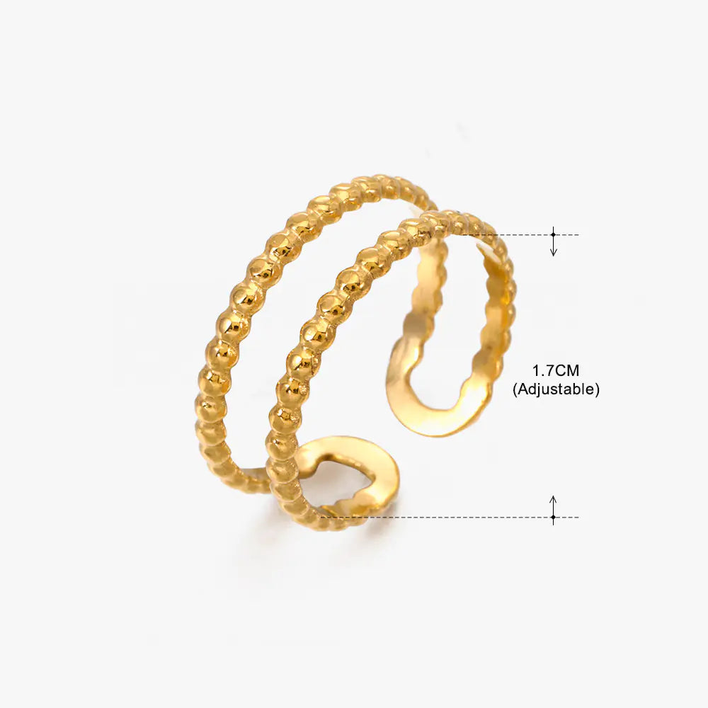Fashionable 18K Gold-Plated Adjustable Steel Ring