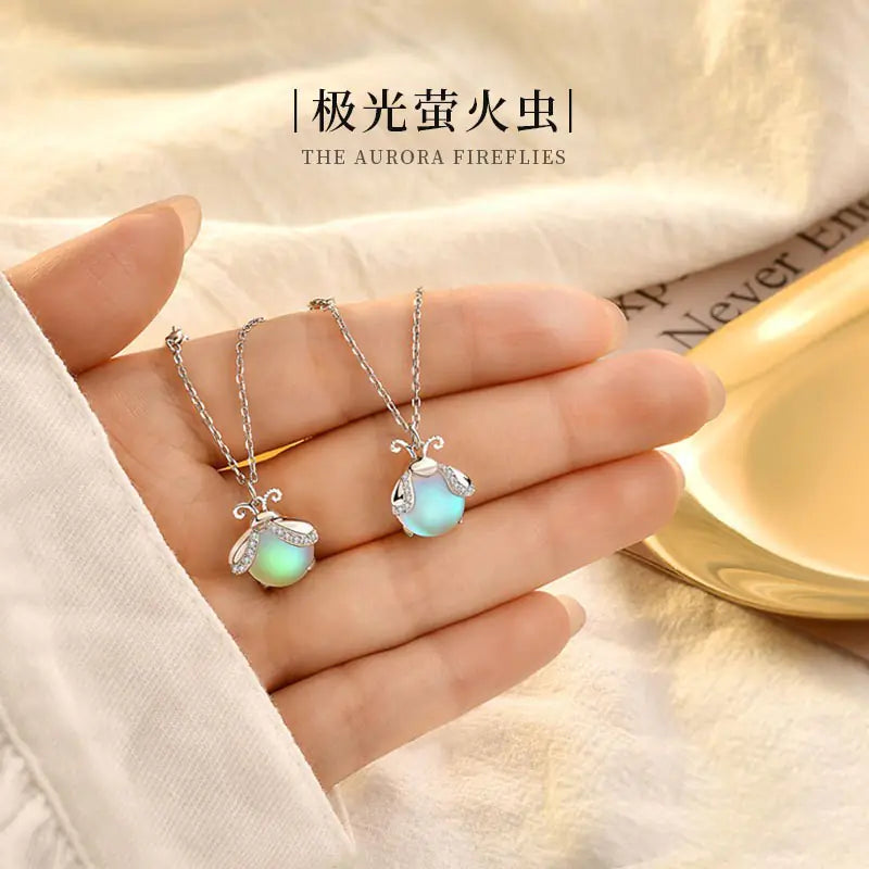 Aurora Firefly Necklace with Moonstone Design