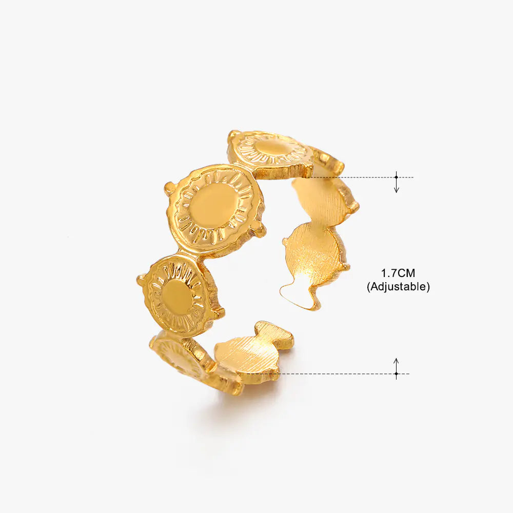 Fashionable 18K Gold-Plated Adjustable Steel Ring
