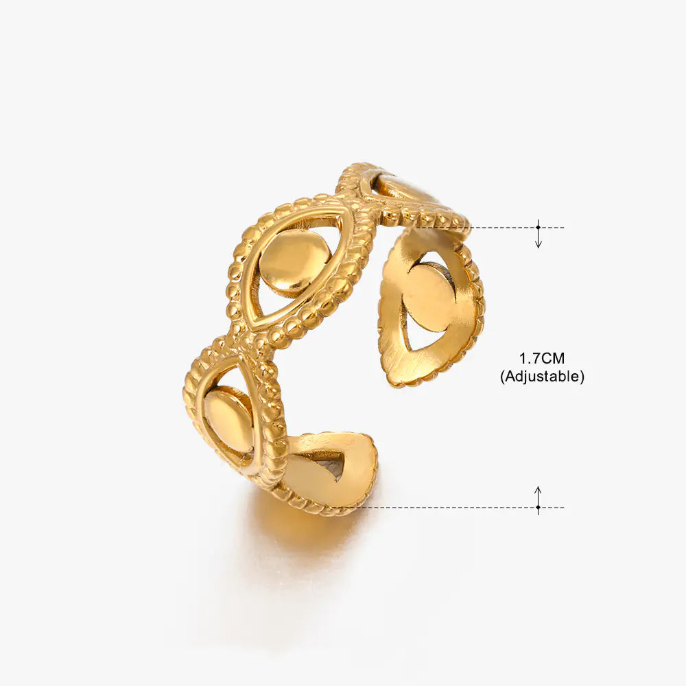 Fashionable 18K Gold-Plated Adjustable Steel Ring