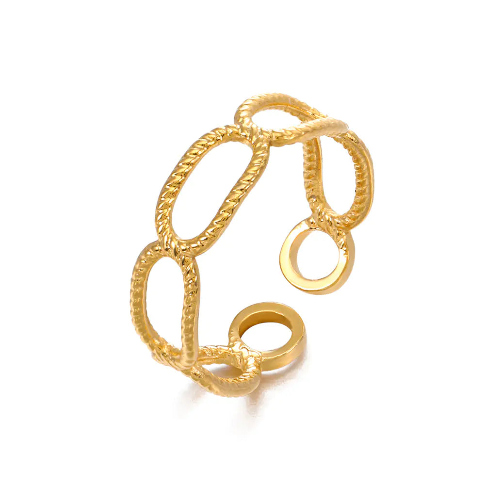 Fashionable 18K Gold-Plated Adjustable Steel Ring