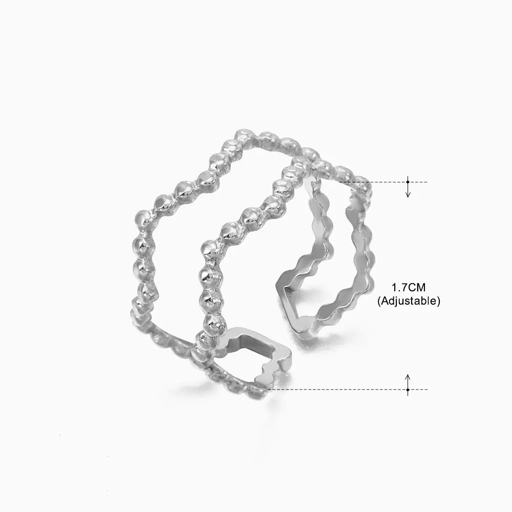 Fashionable 18K Gold-Plated Adjustable Steel Ring