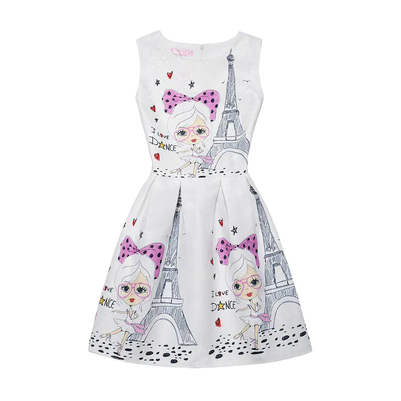 Girls' Summer Dress 2017 - Printed A-Line Style
