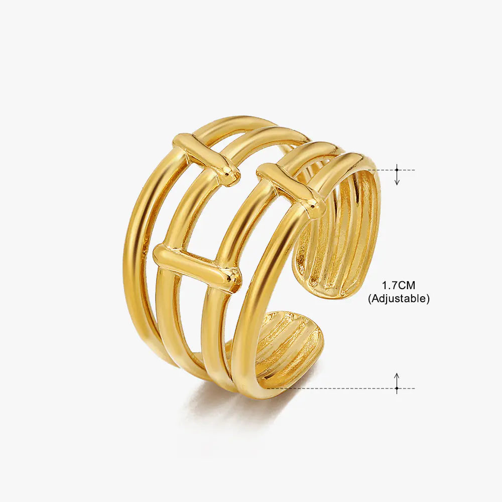 Fashionable 18K Gold-Plated Adjustable Steel Ring