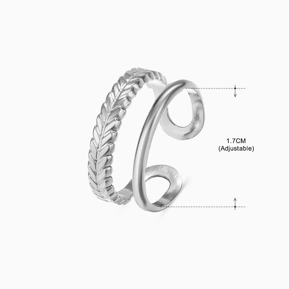 Fashionable 18K Gold-Plated Adjustable Steel Ring