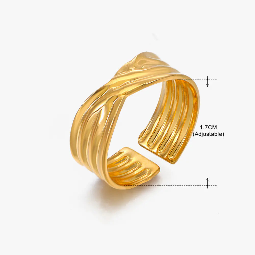 Fashionable 18K Gold-Plated Adjustable Steel Ring