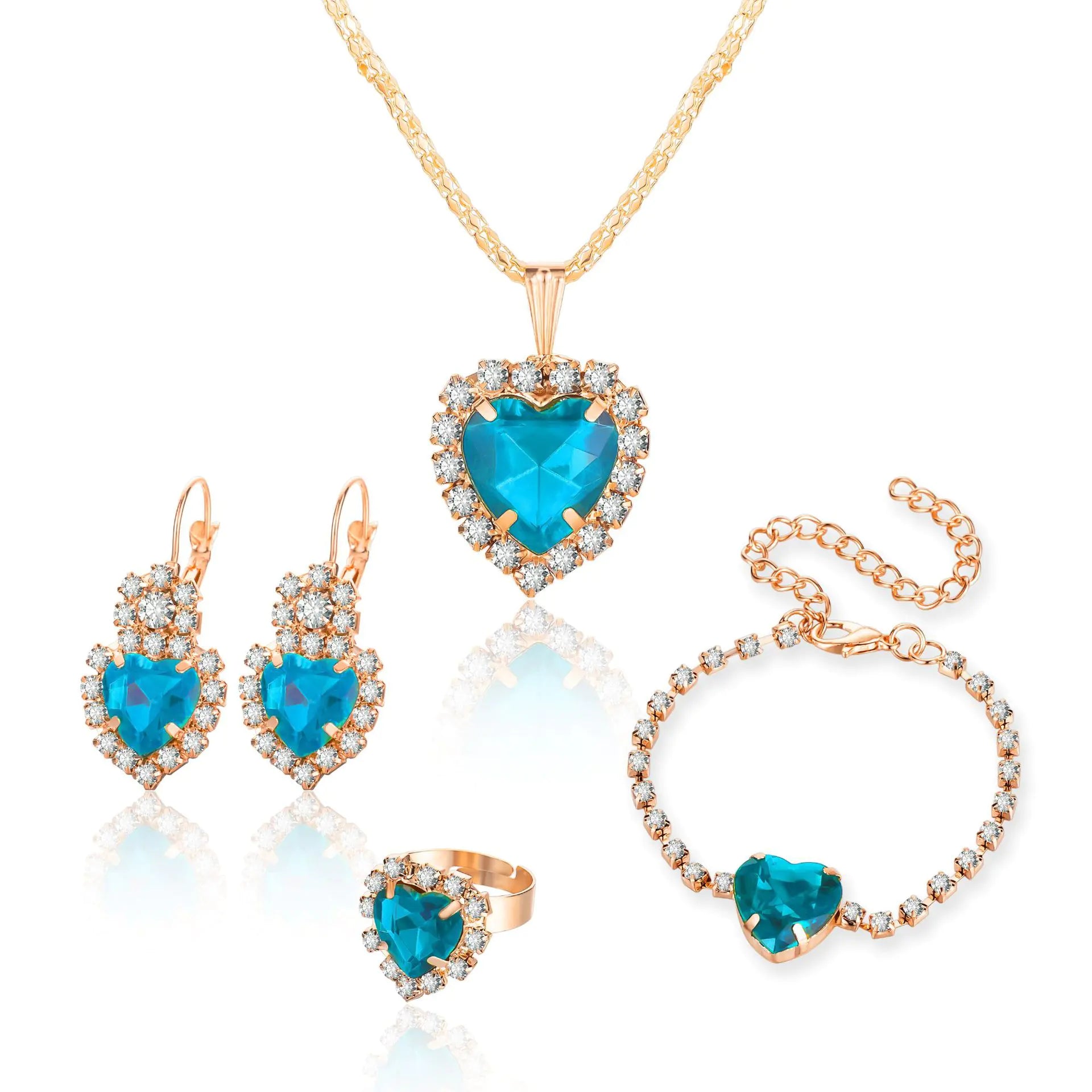 Manufacturer's Ins Water Droplet Rhinestone Jewelry Set