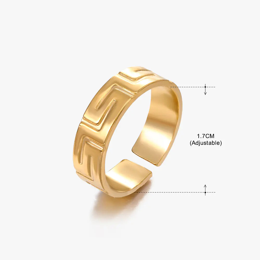 Fashionable 18K Gold-Plated Adjustable Steel Ring
