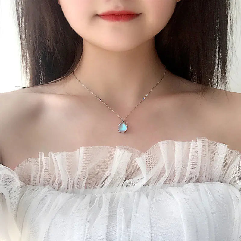 Aurora Firefly Necklace with Moonstone Design