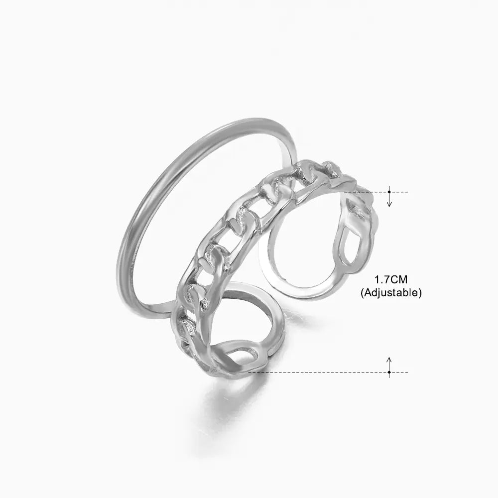 Fashionable 18K Gold-Plated Adjustable Steel Ring