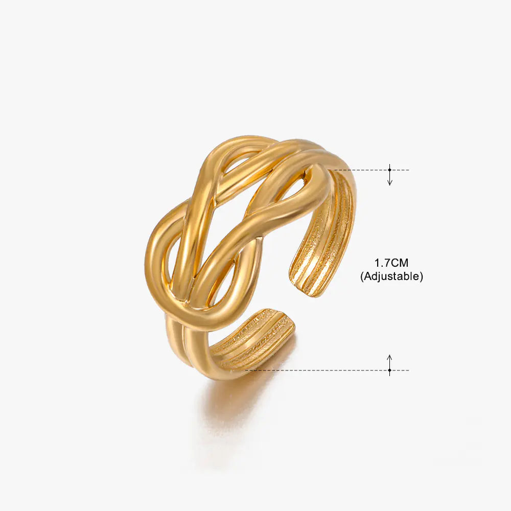 Fashionable 18K Gold-Plated Adjustable Steel Ring