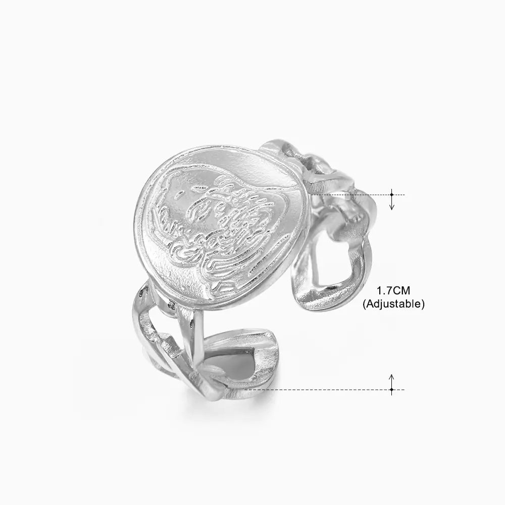 Fashionable 18K Gold-Plated Adjustable Steel Ring