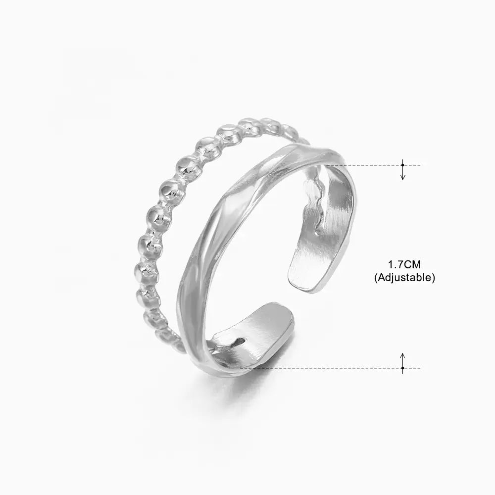 Fashionable 18K Gold-Plated Adjustable Steel Ring