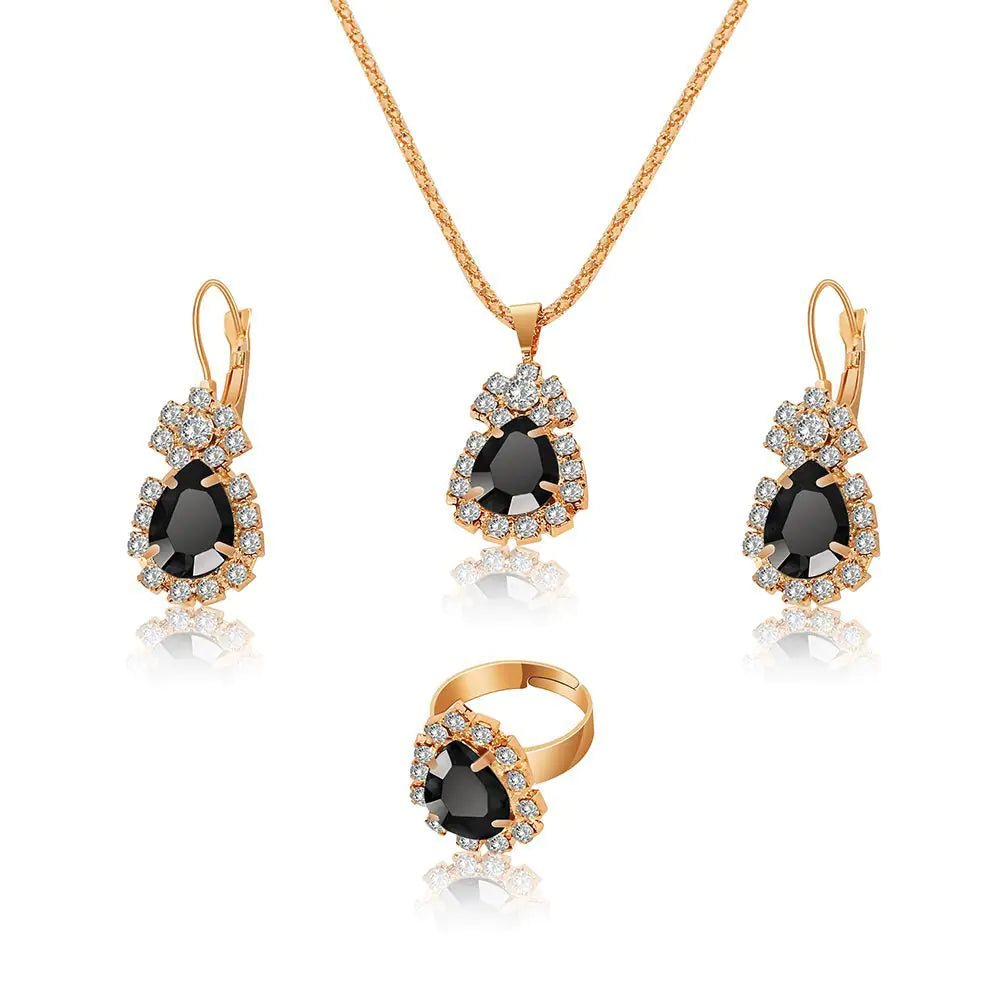 Manufacturer's Ins Water Droplet Rhinestone Jewelry Set