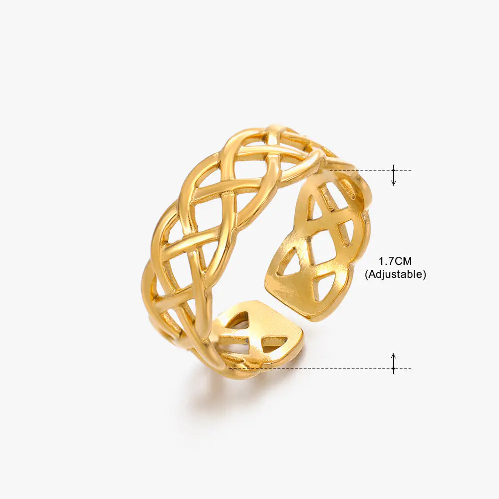 Fashionable 18K Gold-Plated Adjustable Steel Ring