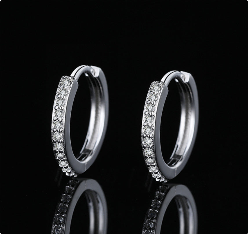 S925 Sterling Silver Earrings With Diamond Accents