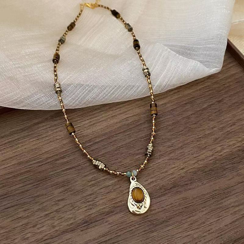 New Chinese Style Coffee Color Retro Necklace