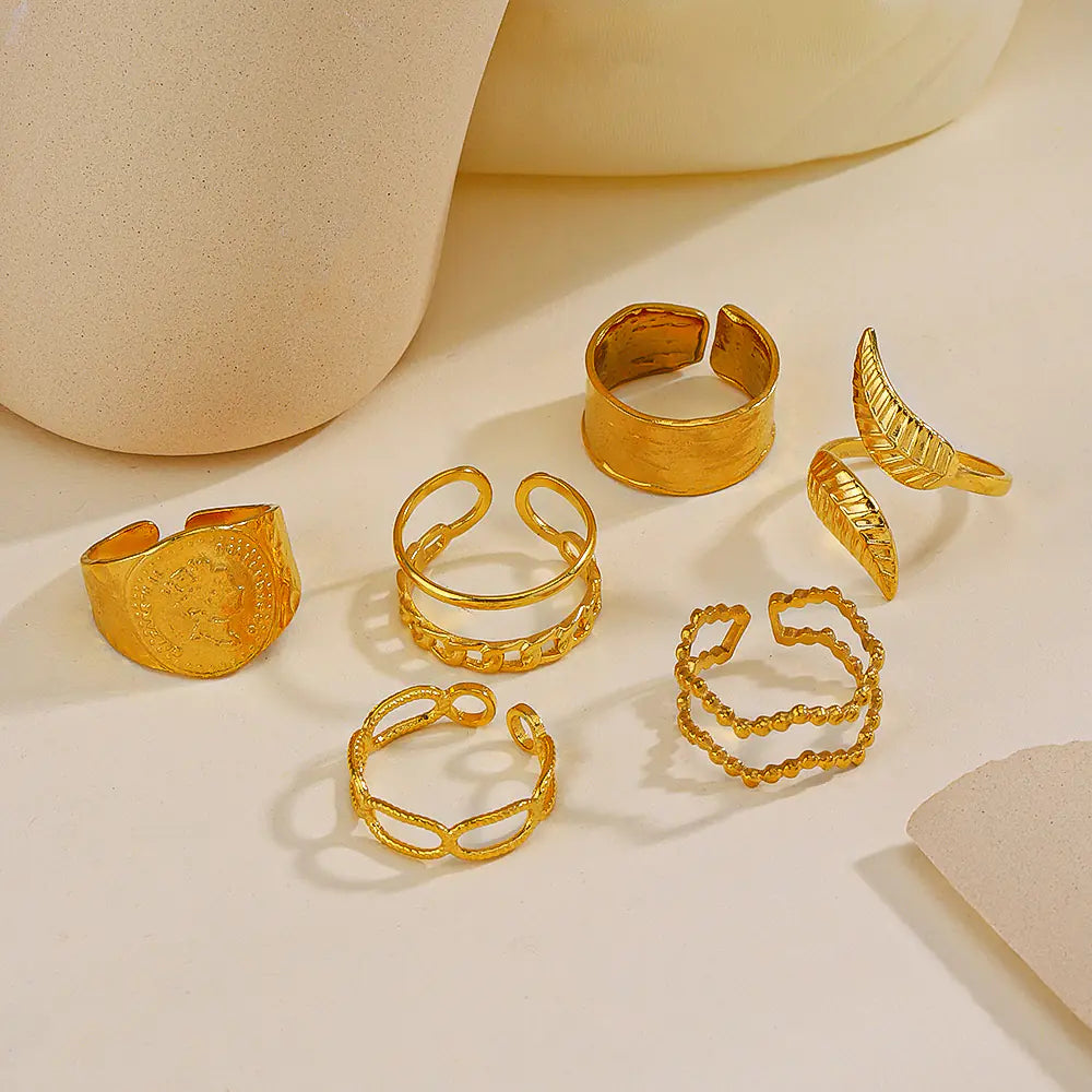 Fashionable 18K Gold-Plated Adjustable Steel Ring