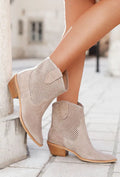 Womens Mid-Heel Boots In Large Sizes With Embossed Suede