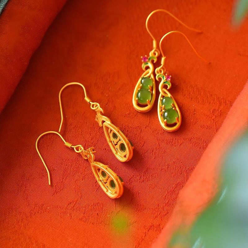 S925 Sterling Silver Gold-Plated Enamel Flower Earrings For Women