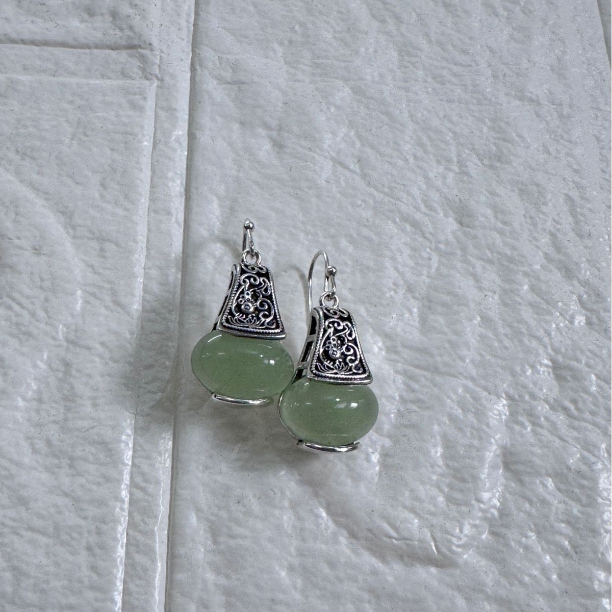 Retro New Chinese Style Hetian Jade Light Bulb Earrings