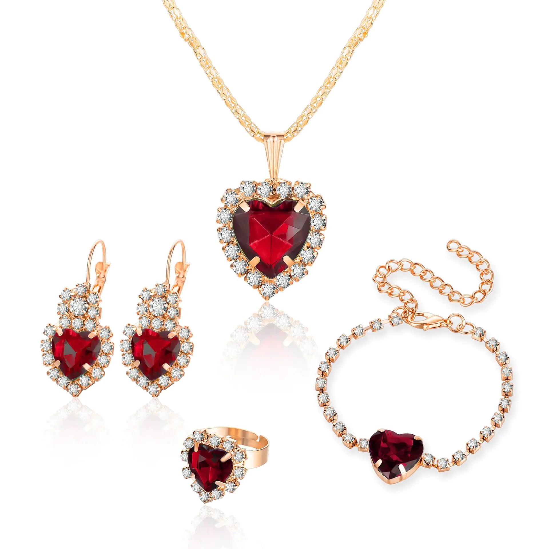 Manufacturer's Ins Water Droplet Rhinestone Jewelry Set