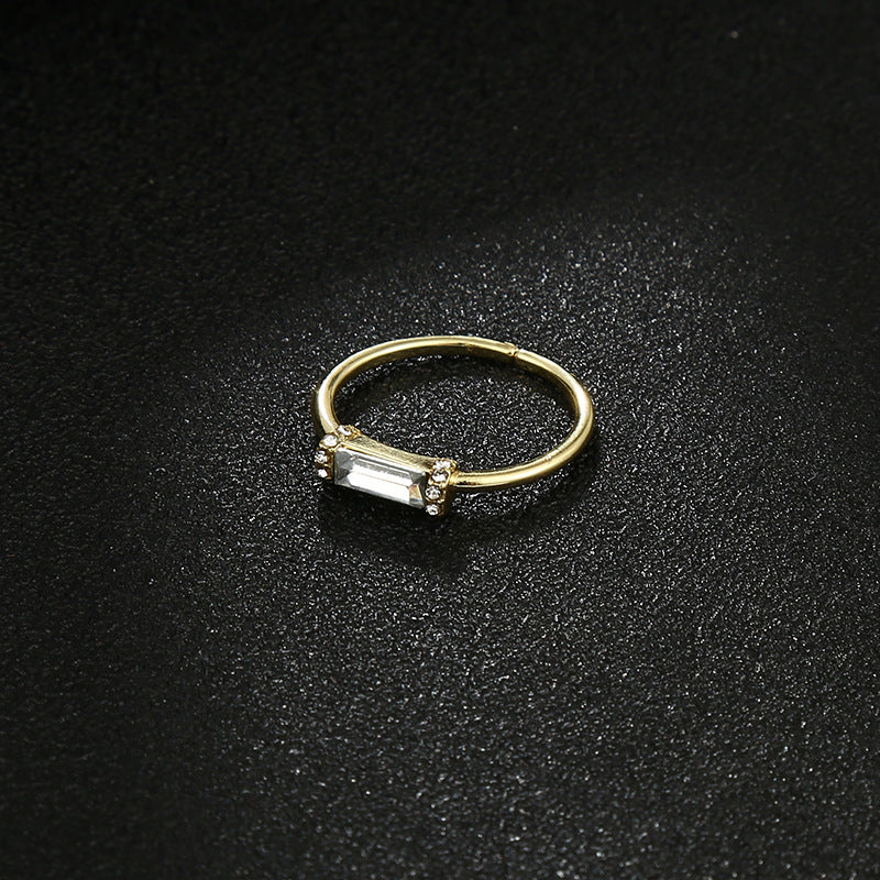Minimalist Copper-plated Gold Ring With Diamond Accents