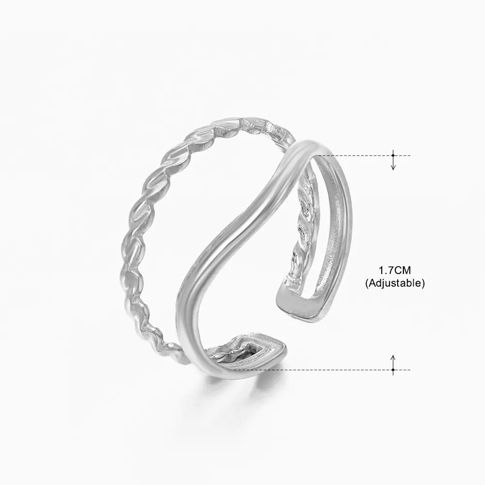 Fashionable 18K Gold-Plated Adjustable Steel Ring