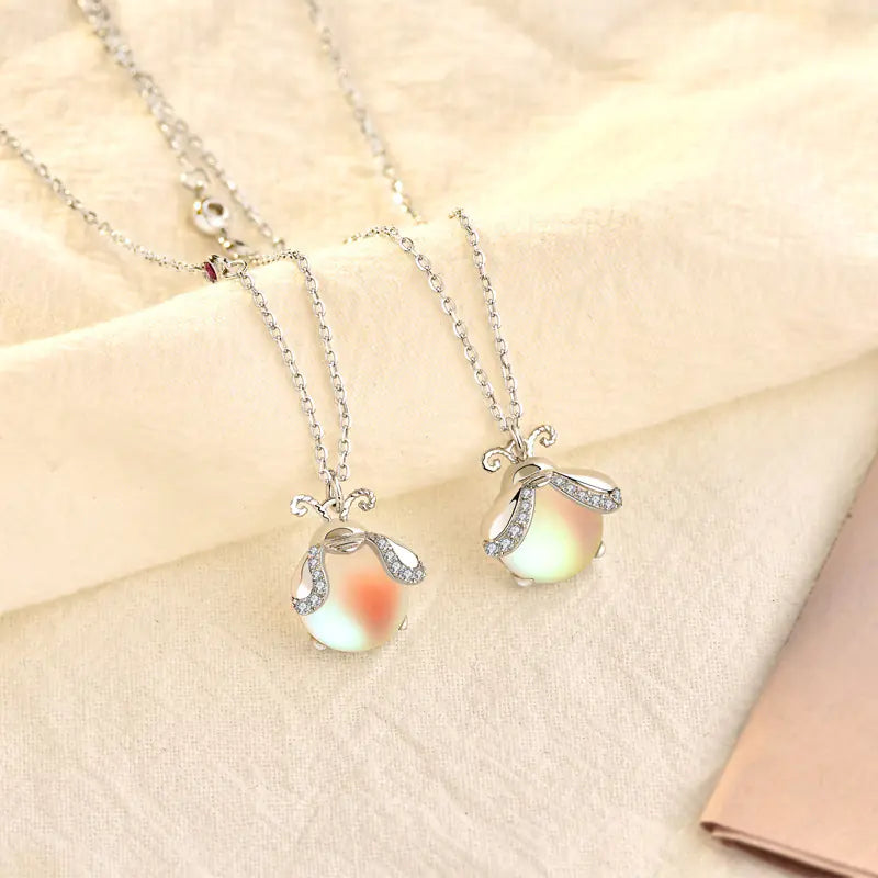 Aurora Firefly Necklace with Moonstone Design