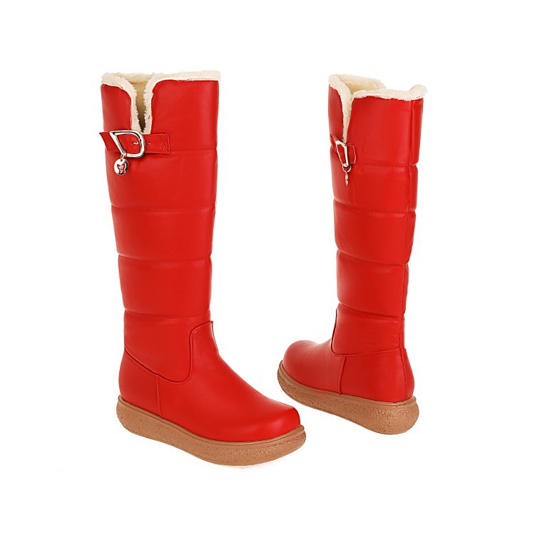 Womens Fleece-Lined Solid-Color Minimalist High Boots